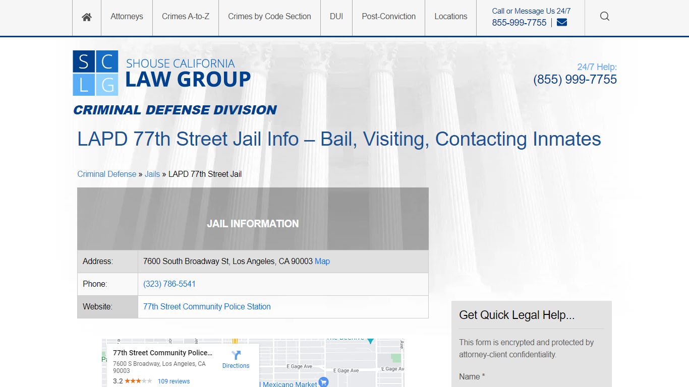 LAPD 77th Street Jail Info – Bail, Visiting, Contacting Inmates