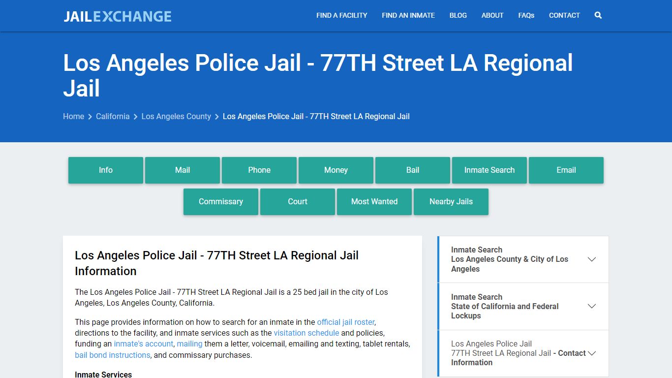 Los Angeles Police Jail - 77TH Street LA Regional Jail - Jail Exchange