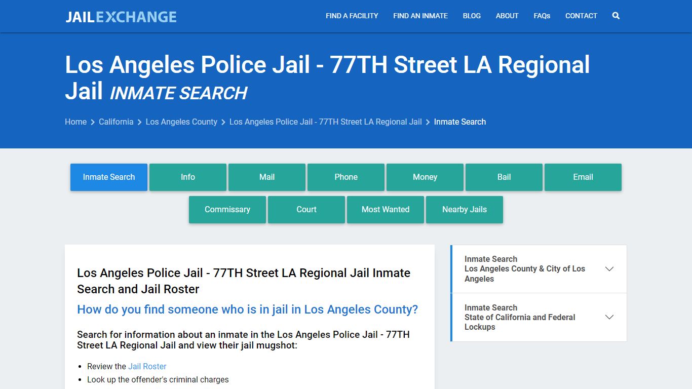 Inmate Search: Roster & Mugshots - Los Angeles Police Jail - 77TH ...